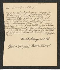 Nachlass Franz Steindachner, Blatt (Vermächtnis) von Hans Köttl an Franz Steindachner (14.06.1905), Inv.Nr. 273.01, Seite 1